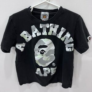 🖤 BAPE Kids Size 5 A Bathing Ape Camo Big Logo T-Shirt Black